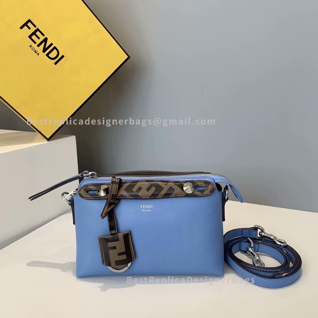 Fendi By The Way Mini Blue Leather Small Boston Bag 1150S